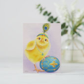 Flapper Chick No. 1 und Easter Egg Wasserfarbe Kun Postkarte (Stehend Vorderseite)