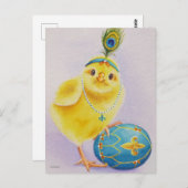 Flapper Chick No. 1 und Easter Egg Wasserfarbe Kun Postkarte (Vorne/Hinten)