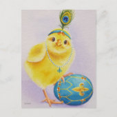 Flapper Chick No. 1 und Easter Egg Wasserfarbe Kun Postkarte (Vorderseite)