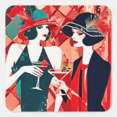 Flapper Christmas Party Quadratischer Aufkleber (Vorderseite)