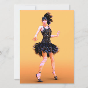 Flapper Dancing Vintag Feiertagskarte