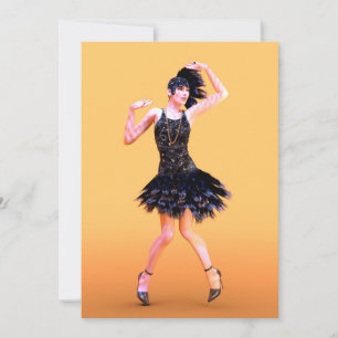 Flapper Dancing Vintag Feiertagskarte