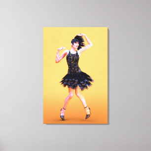 Flapper Dancing Vintag Leinwanddruck