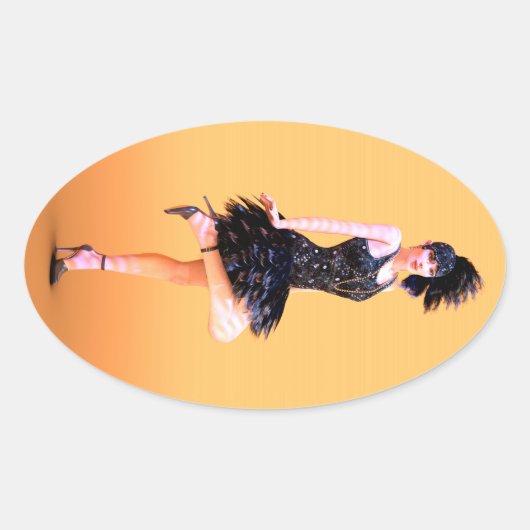 Flapper Dancing Vintag Ovaler Aufkleber (Vorderseite)