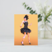 Flapper Dancing Vintag Postkarte (Stehend Vorderseite)