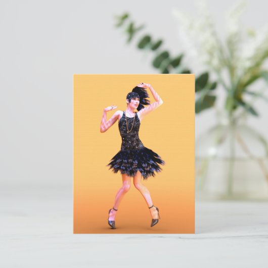 Flapper Dancing Vintag Postkarte (Stehend Vorderseite)