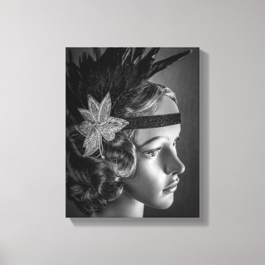 Flapper der 1289-1920er Jahre mit Headband Leinwanddruck (Vorderseite)