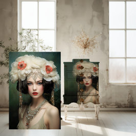 Flapper der 1920er Jahre, Adorned Lady, Portrait A Seidenpapier