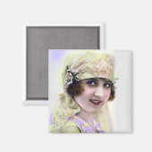Flapper der 1920er Jahre in Grün und Lila Magnet (Vorderseite/Rückseite)