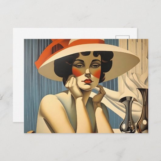 Flapper Elegance: Im Stil von Jean Dupas Postkarte (Vorne/Hinten)