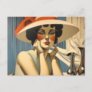 Flapper-Eleganz: Im Stil von Jean Dupas Postkarte