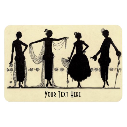 Flapper Fashion Silhouette Kühlschrankmagnet der 1 Magnet (Horizontal)