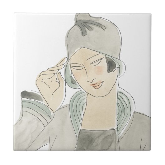 Flapper Fashion Sketch Fliese (Vorderseite)