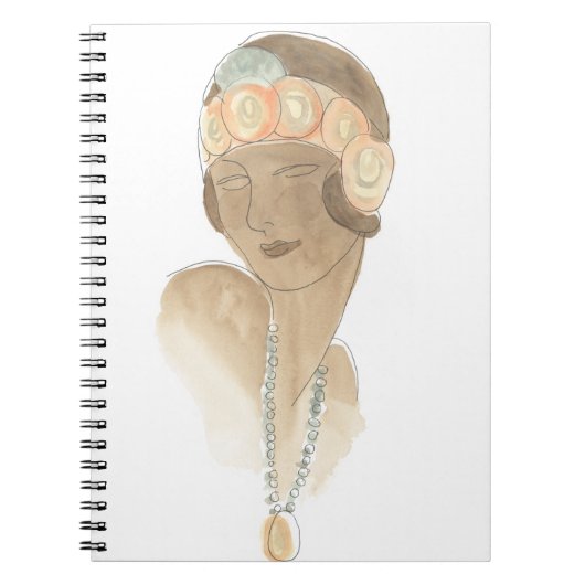 Flapper Fashion Sketch - Frau mit Haarteil Notizblock (Vorderseite)