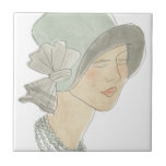 Flapper Fashion Sketch - Frau mit Hut Fliese<br><div class="desc">Flapper Fashion Sketches I bis Juni Erica Vess. | 139025D</div>