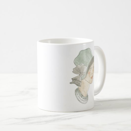 Flapper Fashion Sketch - Frau mit Hut Kaffeetasse (VorderseiteRechts)