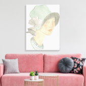 Flapper Fashion Sketch - Frau mit Hut Leinwanddruck (Insitu (Wohnzimmer))