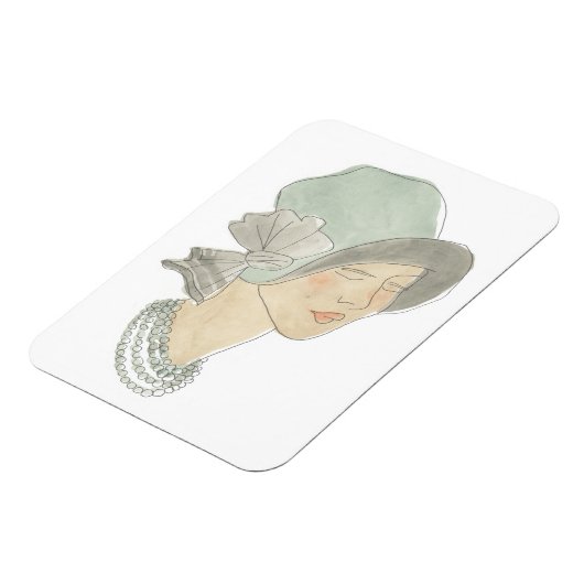 Flapper Fashion Sketch - Frau mit Hut Magnet (Linke Seite)