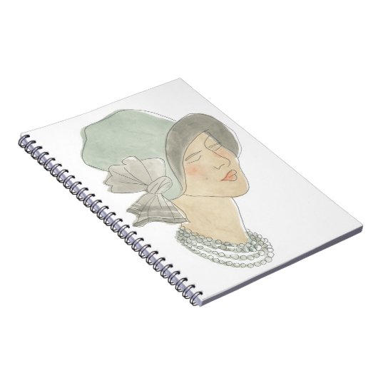 Flapper Fashion Sketch - Frau mit Hut Notizblock (Rechte Seite)