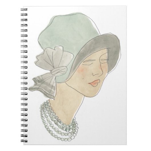 Flapper Fashion Sketch - Frau mit Hut Notizblock (Vorderseite)