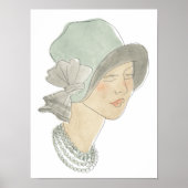 Flapper Fashion Sketch - Frau mit Hut Poster (Vorne)