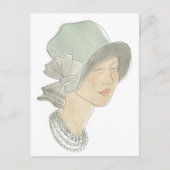 Flapper Fashion Sketch - Frau mit Hut Postkarte (Vorderseite)