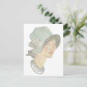 Flapper Fashion Sketch - Frau mit Hut Postkarte (Stehend Vorderseite)