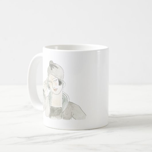 Flapper Fashion Sketch Kaffeetasse (Vorderseite Links)
