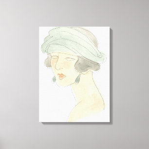 Flapper Fashion Sketch - Portrait Leinwanddruck