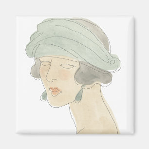 Flapper Fashion Sketch - Portrait Magnet