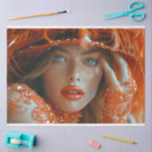 Flapper Flamboyance Lady in Orange Decoupage Seidenpapier (Basteln)