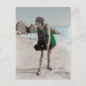 Flapper Fotograf am Strand Postkarte (Vorderseite)