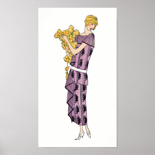 Flapper-Frau mit Blume, Poster (Vorne)