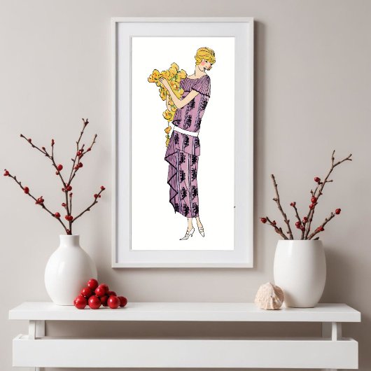 Flapper-Frau mit Blume, Poster