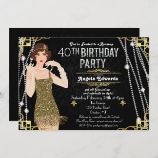 Flapper Girl Birthday Einladung