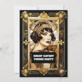 Flapper Girl brünette formale Kostüme Party der 19 Einladung (Rückseite)