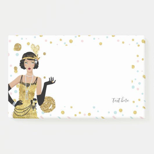 Flapper Girl Gatsby Theme der 1920er Post-it Klebezettel (Vorderseite)