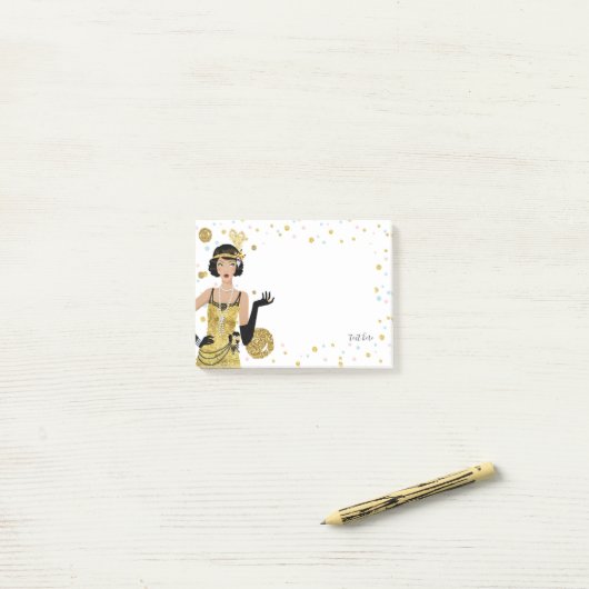 Flapper Girl Gatsby Theme der 20er Jahre Post-it Klebezettel (Auf Schreibtisch)