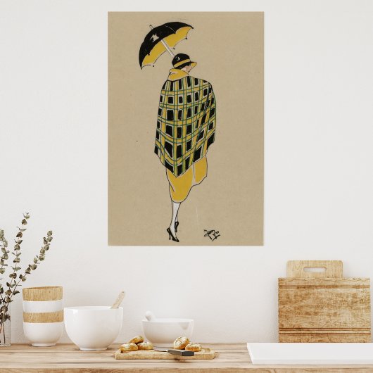 Flapper Girl im Regen Poster (Küche)