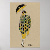Flapper Girl im Regen Poster (Vorne)