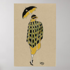 Flapper Girl im Regen Poster