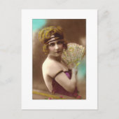 flapper girl in purple with a fan postkarte (Vorderseite)