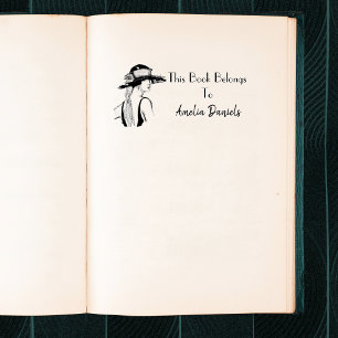 Flapper-Girl-Monogramm-Buchzeichen der 1920er Jahr Gummistempel