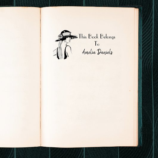 Flapper-Girl-Monogramm-Buchzeichen der 1920er Jahr Gummistempel