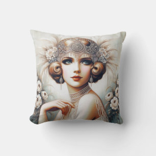 Flapper Girl Portrait der 1920er Kissen
