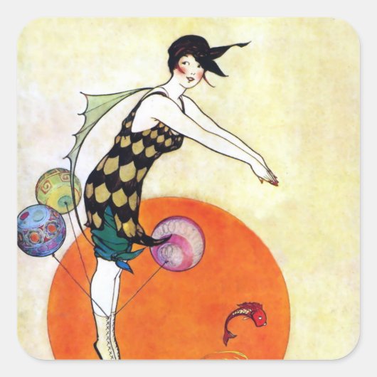 Flapper Girl Quadratischer Aufkleber (Vorderseite)
