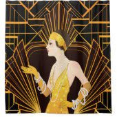 Flapper Girl: Retro-Party Einladung. Duschvorhang (Vorderseite)