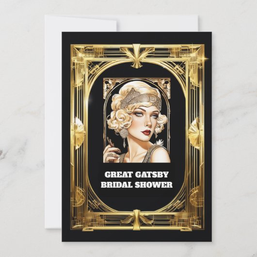 Flapper Girl sprecheasy 1920er blonde gatsby Thema Einladung (Rückseite)