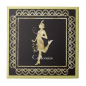 Flapper Girl Thunder_Cove der 1920er Jahre Fliese (Vorderseite)