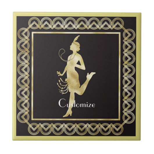 Flapper Girl Thunder_Cove der 1920er Jahre Fliese (Vorderseite)